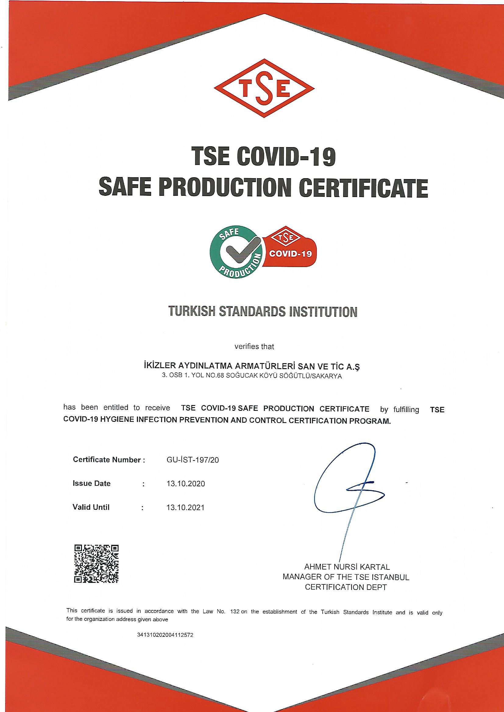 Covid-19 Safe Production Certificate