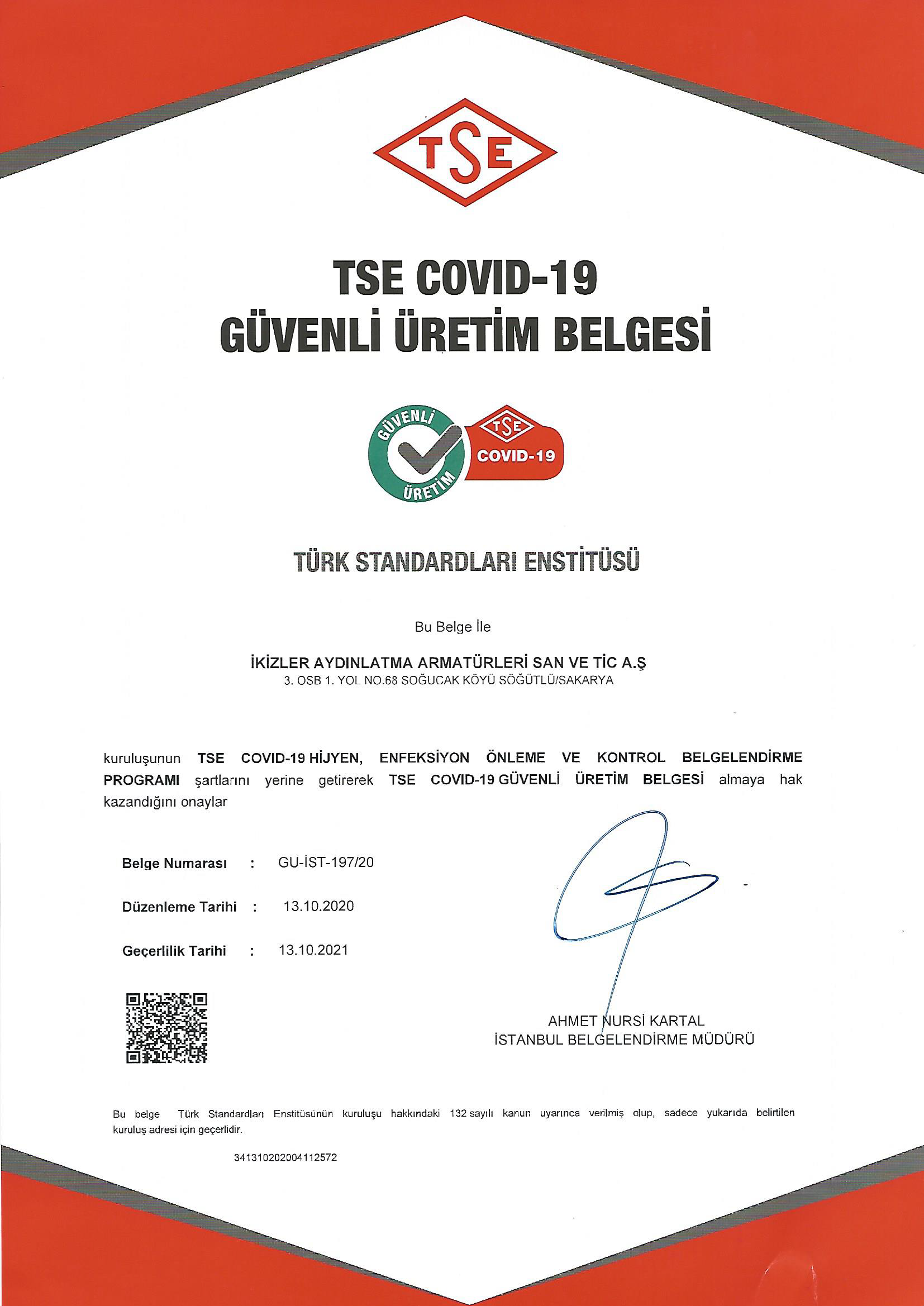 Covid-19 Güvenli Üretim Belgesi